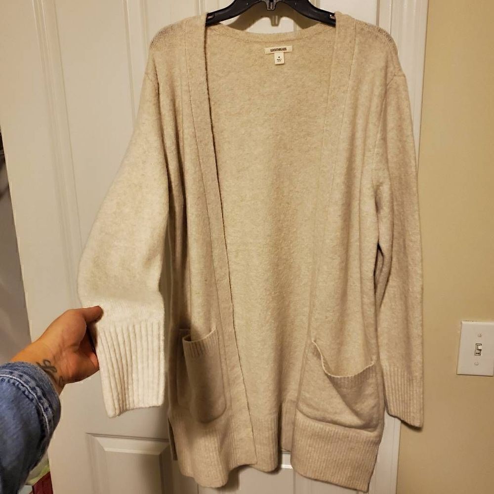 NWT Goodthreads Cream Wool Duster Cardigan M - Picture 3 of 7